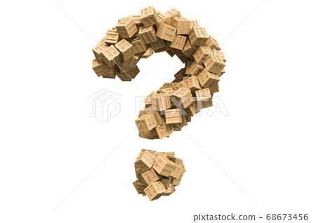 Question mark from wooden boxes. 3D rendering Question mark from wooden boxes. 3D rendering 68673456