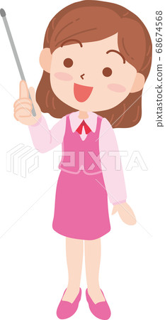 一個女人用制服的指點桿 一個女人用制服的指點桿 68674568