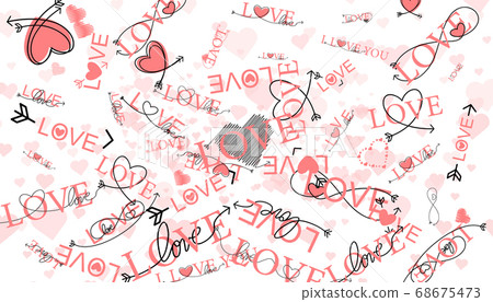 Romantic calligraphy hand drawn heart with words I love you. Wedding or Valentines day invitation card. Vector illustration Romantic calligraphy hand drawn heart with words I love you. Wedding or Valentines day invitation card. Vector illustration 68675473