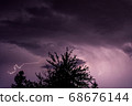 Silhouette of a tree top on a thunderstorm 68676144