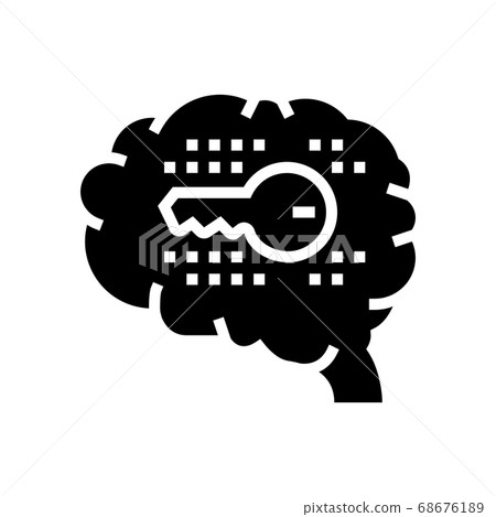 brain with key glyph icon vector illustration 68676189