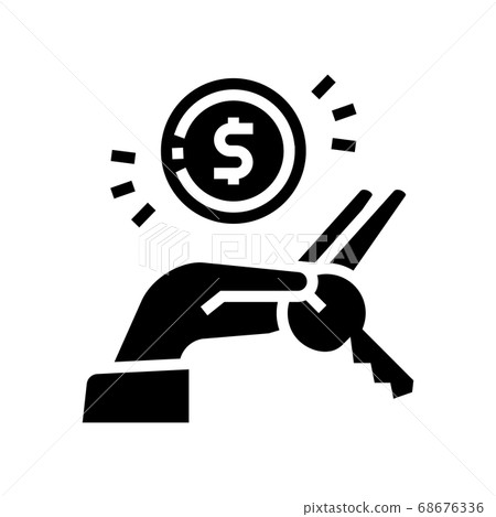 hand holding house key and coin glyph icon... - Stock Illustration ...