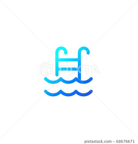 swimming pool icon, line vector 68676671