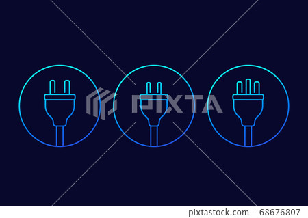 electric plugs icons, linear vector 68676807