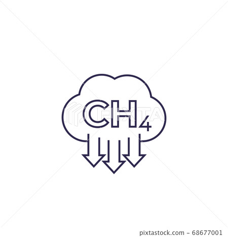 methane emissions, CH4 line icon 68677001