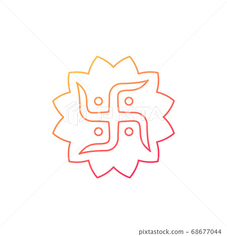 hindu swastika symbol, line vector 68677044