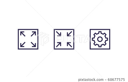enlarge, reduce and settings, line icons enlarge, reduce and settings, line icons 68677575
