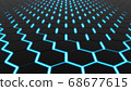 Abstract geometric hexagon blue neon light background. 3D rendering illustration 68677615