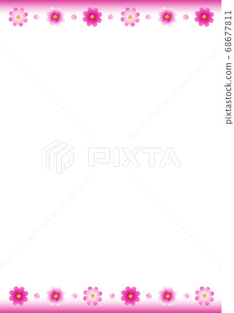 Pink gradient cosmos frame, line decoration, autumn image 68677811