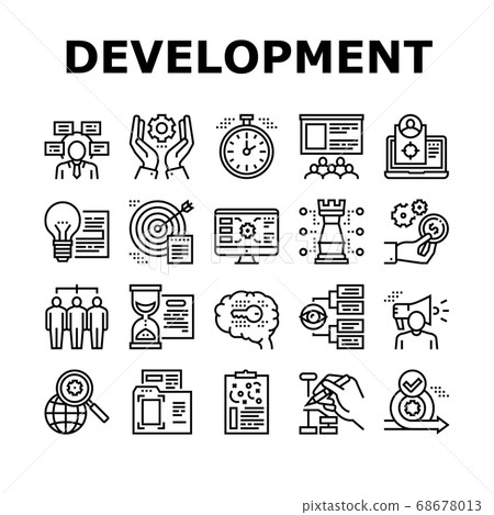 Project Development Collection Icons Set Vector - Stock Illustration ...