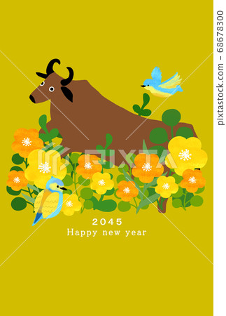 2045牛年新年賀卡模板 2045牛年新年賀卡模板 68678300