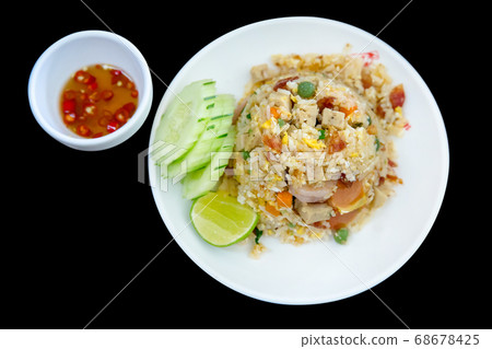 Flat lay photography of the Vietnamese fried rice Flat lay photography of the Vietnamese fried rice 68678425
