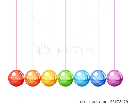 彩虹色的牛頓搖籃的插圖 68678479