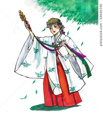 A shrine maiden dancing in Urayasu A shrine maiden dancing in Urayasu 68680190