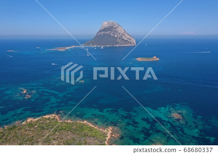 Tavolara island sardinia aerial view crystal Tavolara island sardinia aerial view crystal 68680337
