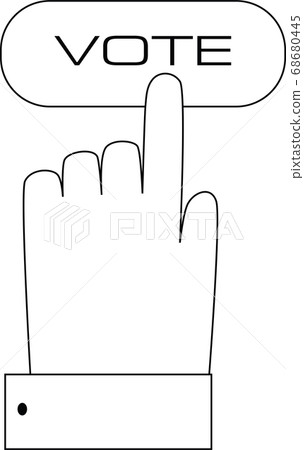 Voting button with hand for online election... - Stock Illustration ...