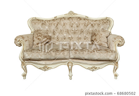 White tufted retro Chesterfield sofa isolated White tufted retro Chesterfield sofa isolated 68680502