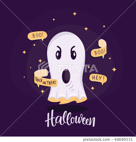 Ghost illustration with text bubble, message,... - Stock Illustration ...