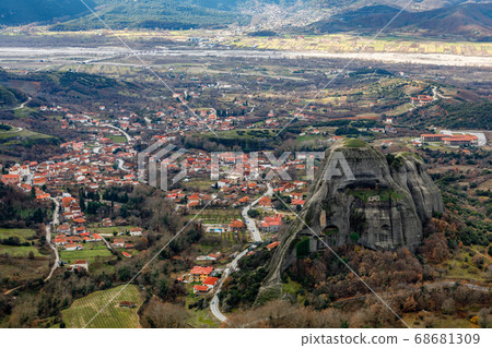 Kastraki Greek village panorama in the valley Kastraki Greek village panorama in the valley 68681309