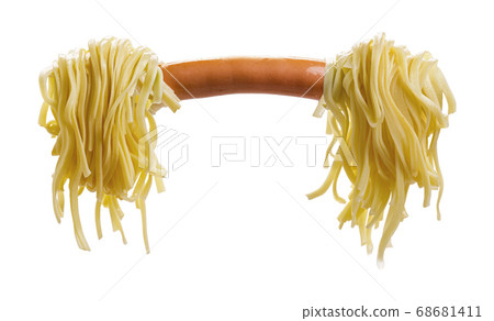 Sausage with wrapped spaghetti 68681411