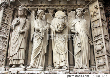 Paris, Notre-Dame cathedral, portal of the Virgin. 68681634