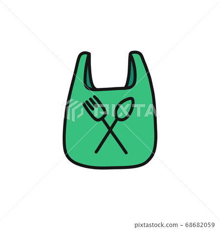 food delivery doodle icon, vector color 68682059