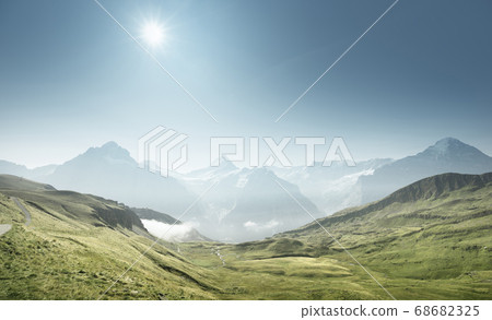 Grindelwald valley from the top of First mountain, 68682325