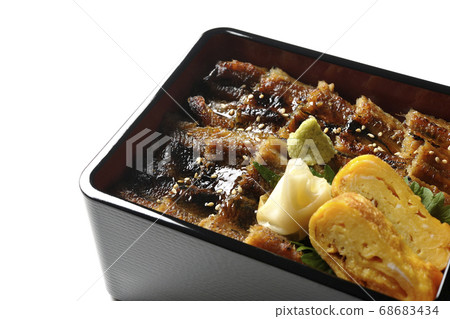 Be careful of small bones using a lot of conger eel with wasabi, gali and fried egg (white background) Be careful of small bones using a lot of conger eel with wasabi, gali and fried egg (white background) 68683434