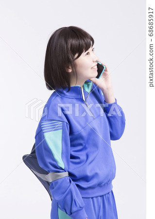 High school girl calling High school girl calling 68685917