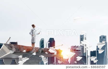 Woman doctor on the city health guard Woman doctor on the city health guard 68688597
