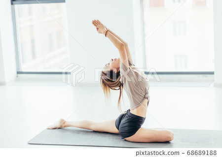 emotional gifted dancer with palms together showing her performance emotional gifted dancer with palms together showing her performance 68689188