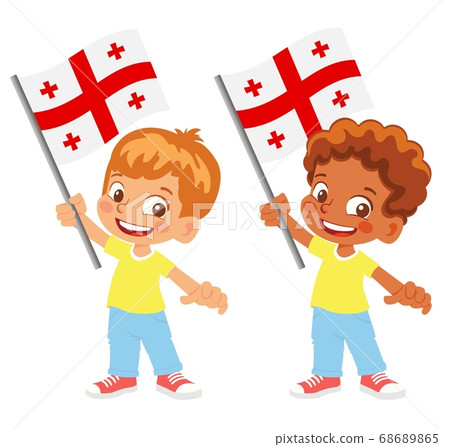 Georgia flag in hand set 68689865
