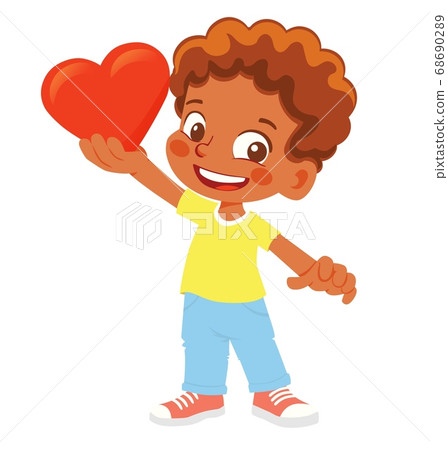 boy holds heart 68690289