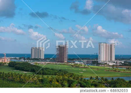 View of the green valley with big houses 68692033