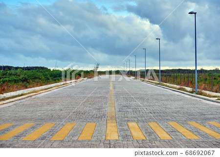Pedestrian crossing on the road. Pavement, Pedestrian crossing on the road. Pavement, 68692067