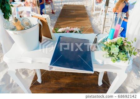 White table for a wedding ceremony with 68692142