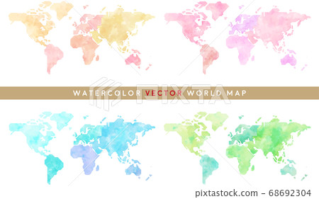 Colorful watercolor world map (4 colors set) Colorful watercolor world map (4 colors set) 68692304