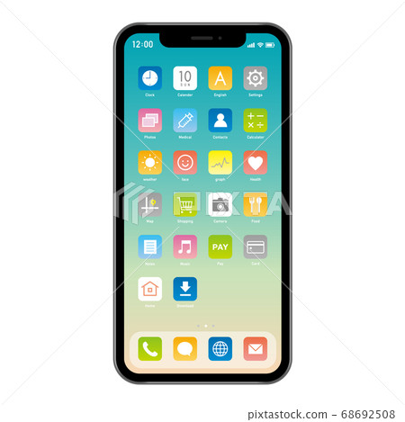 App Icons Lined Up On The Smartphone S Home Screen Stock Illustration