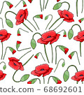 Vintage poppy seamless pattern, great design for any purpose. Doodle style texture. Geometric floral background. Fabric wallpaper with print texture. 68692601
