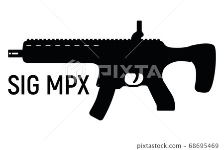 Submachine silhouette military gun, icon self Submachine silhouette military gun, icon self 68695469
