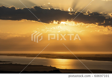 Sun Beams Issyk Kul Lake Kyrgyzstan 68697101