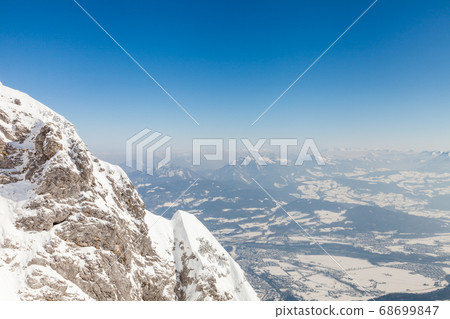 The view from the summit of Untersberg mountain in Austria. The mountain straddles the border between Germany and Austria. 68699847