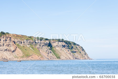 Robin Hood's Bay. The view looking out to sea from Robin Hood's Bay. The bay is in the North York Moors National Park, England. 68700038