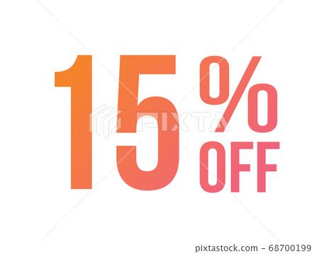 The vector energetic gradient pink to orange fifteen percent off special discount word 68700199