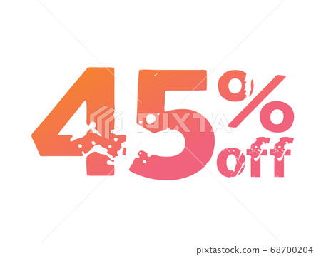 The vector modern grungy gradient pink to orange forty-five 45 percent off special discount word The vector modern grungy gradient pink to orange forty-five 45 percent off special discount word 68700204