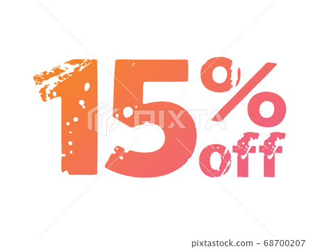 The vector modern grungy gradient pink to orange  fifteen 15 percent off special discount word 68700207
