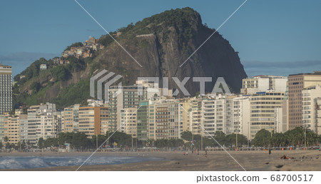 Street with houses in the copacabana beach area in 68700517