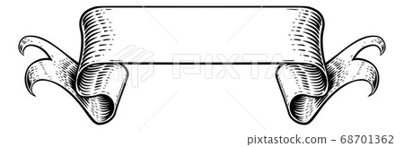Scroll Vintage Flag Paper Banner Ribbon Woodcut Scroll Vintage Flag Paper Banner Ribbon Woodcut 68701362