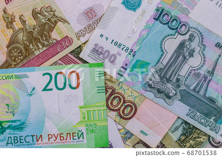 Background of different russian rubles banknotes Background of different russian rubles banknotes 68701538