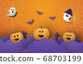 Happy Halloween banner or poster background with 68703199